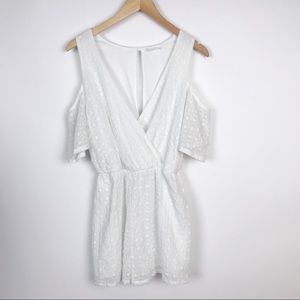 Le Kate White Eyelet Cold Shoulder Romper